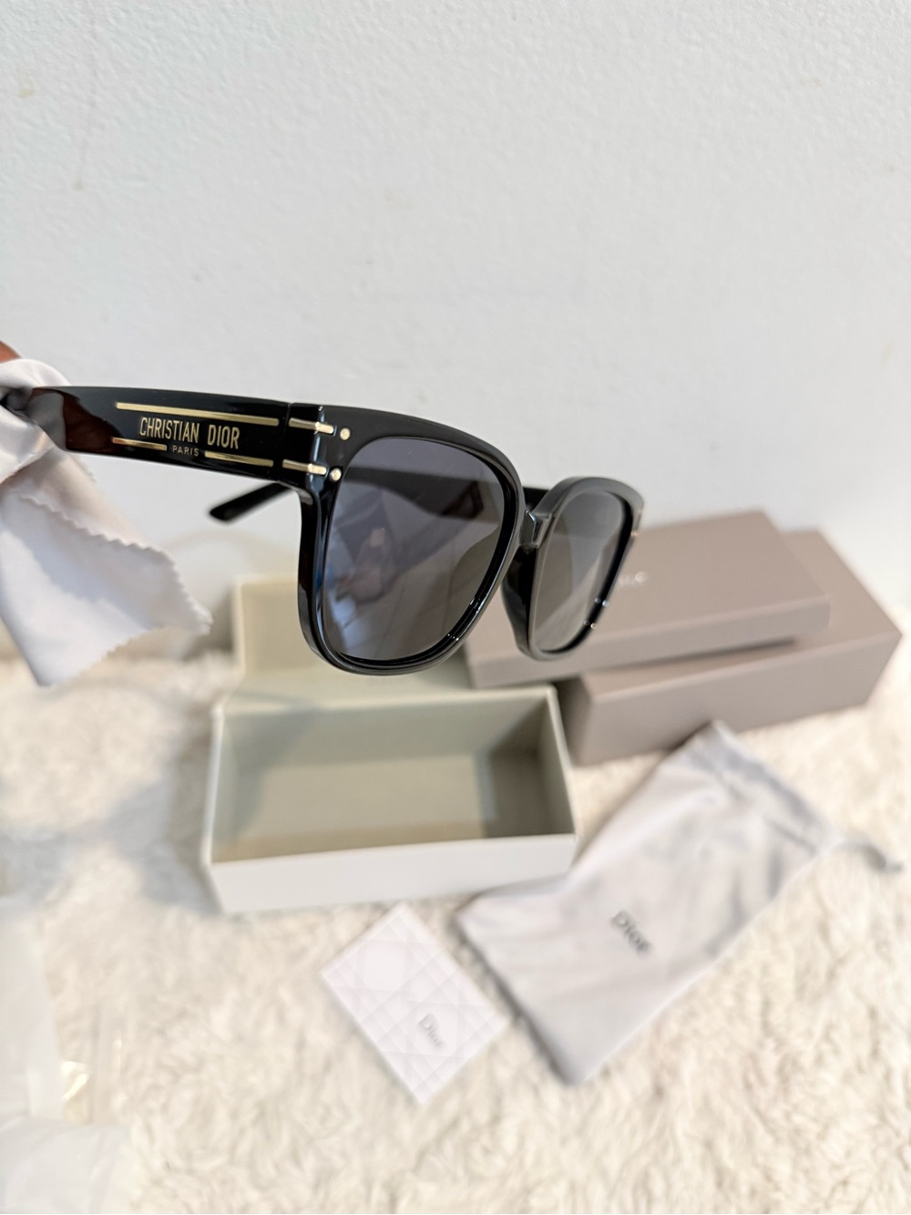 Christian Dior Black Square Sunglasses with Dark Gold Lenses - Picture 5 of 12